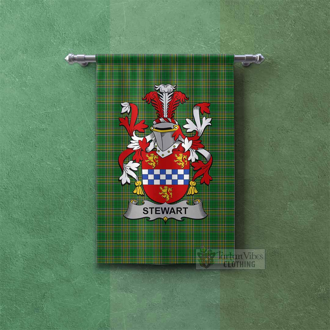 Tartan Vibes Clothing Stewart Irish Clan Tartan Gonfalon, Tartan Banner with Coat of Arms