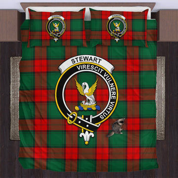 Stewart Atholl Modern Tartan Bedding Set with Family Crest