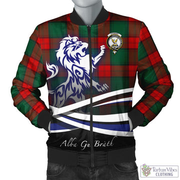 Stewart Atholl Modern Tartan Bomber Jacket with Alba Gu Brath Regal Lion Emblem