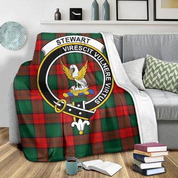 Stewart Atholl Modern Tartan Blanket with Family Crest