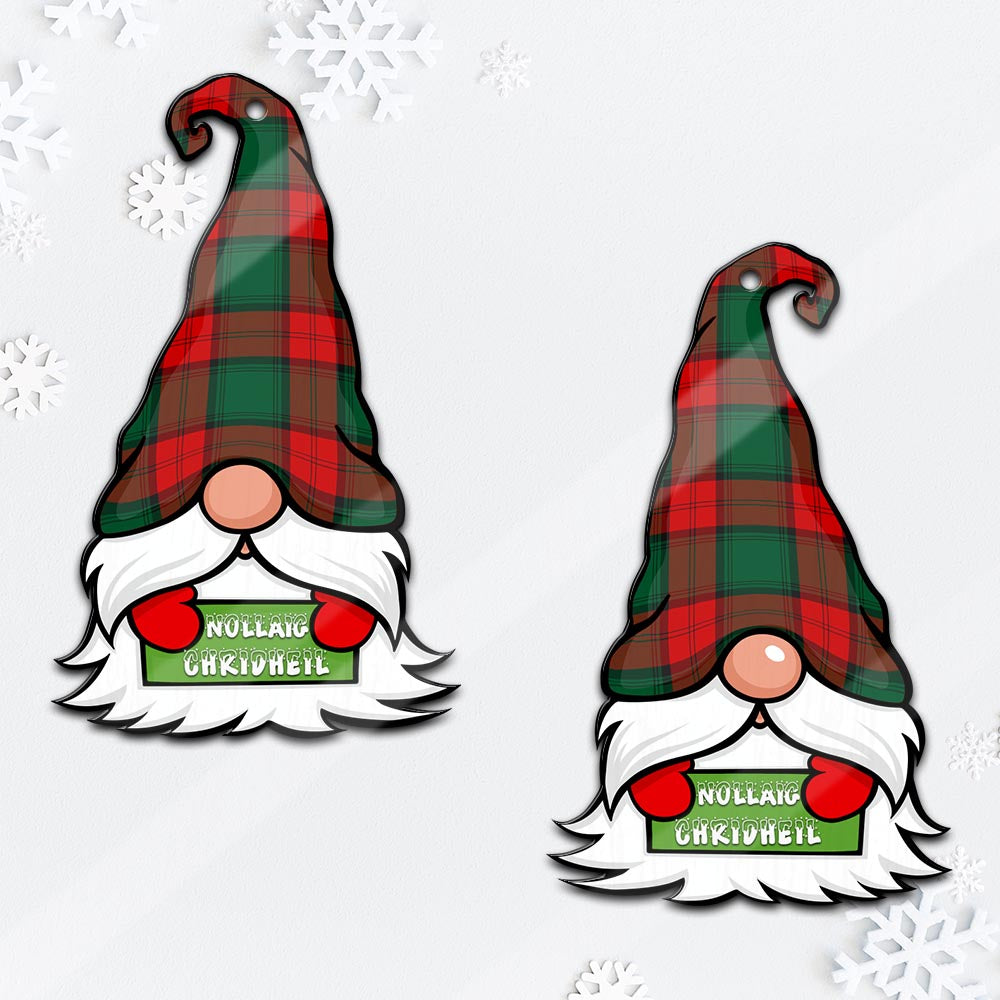 Stewart Atholl Modern Gnome Christmas Ornament with His Tartan Christmas Hat Mica Ornament - Tartanvibesclothing Shop