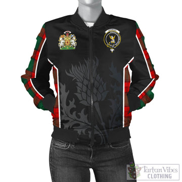 Stewart Atholl Modern Tartan Bomber Jacket with Family Crest and Scottish Thistle Vibes Sport Style