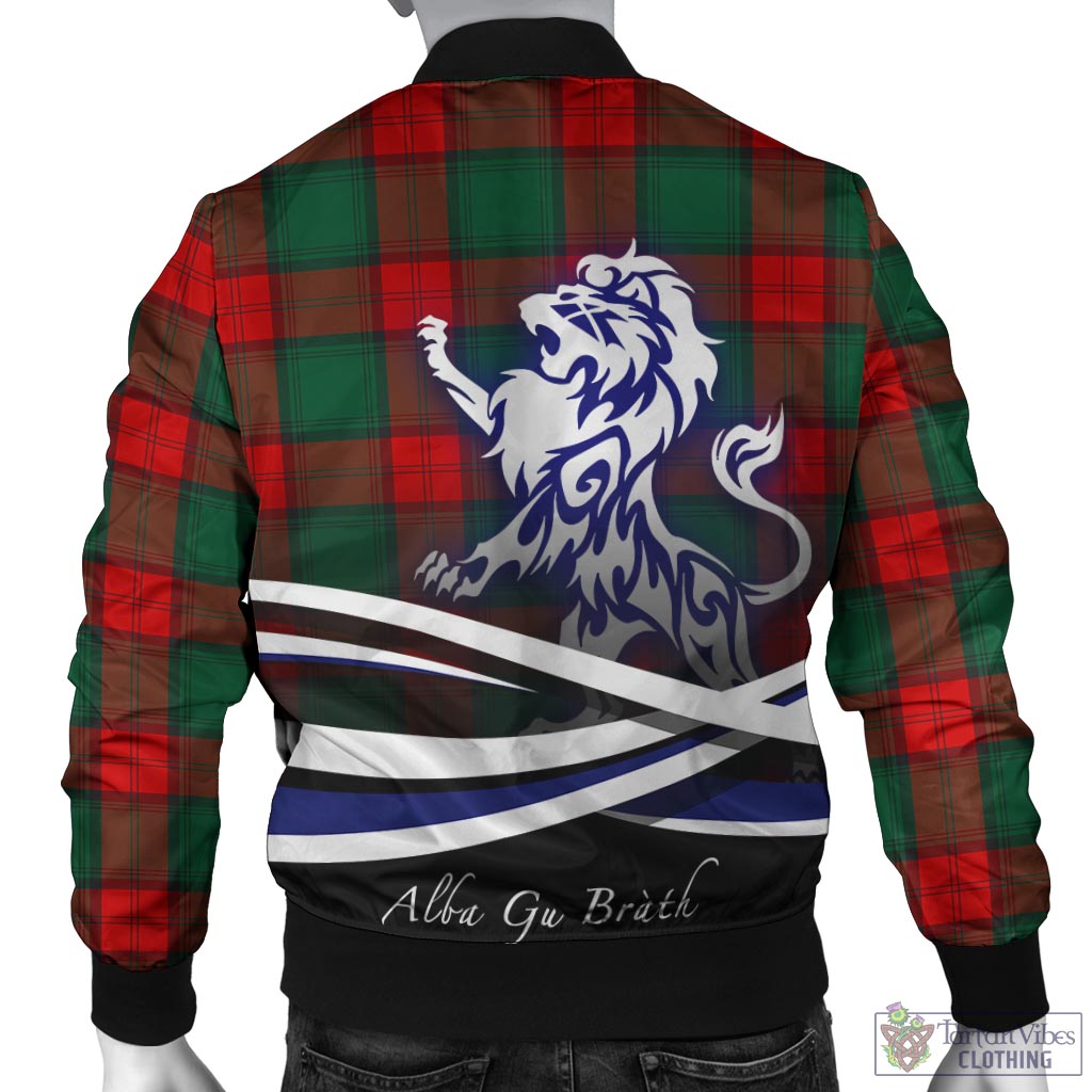 Tartan Vibes Clothing Stewart Atholl Modern Tartan Bomber Jacket with Alba Gu Brath Regal Lion Emblem