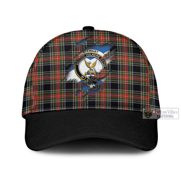 Stewart Black Tartan Classic Cap with Family Crest In Me Style