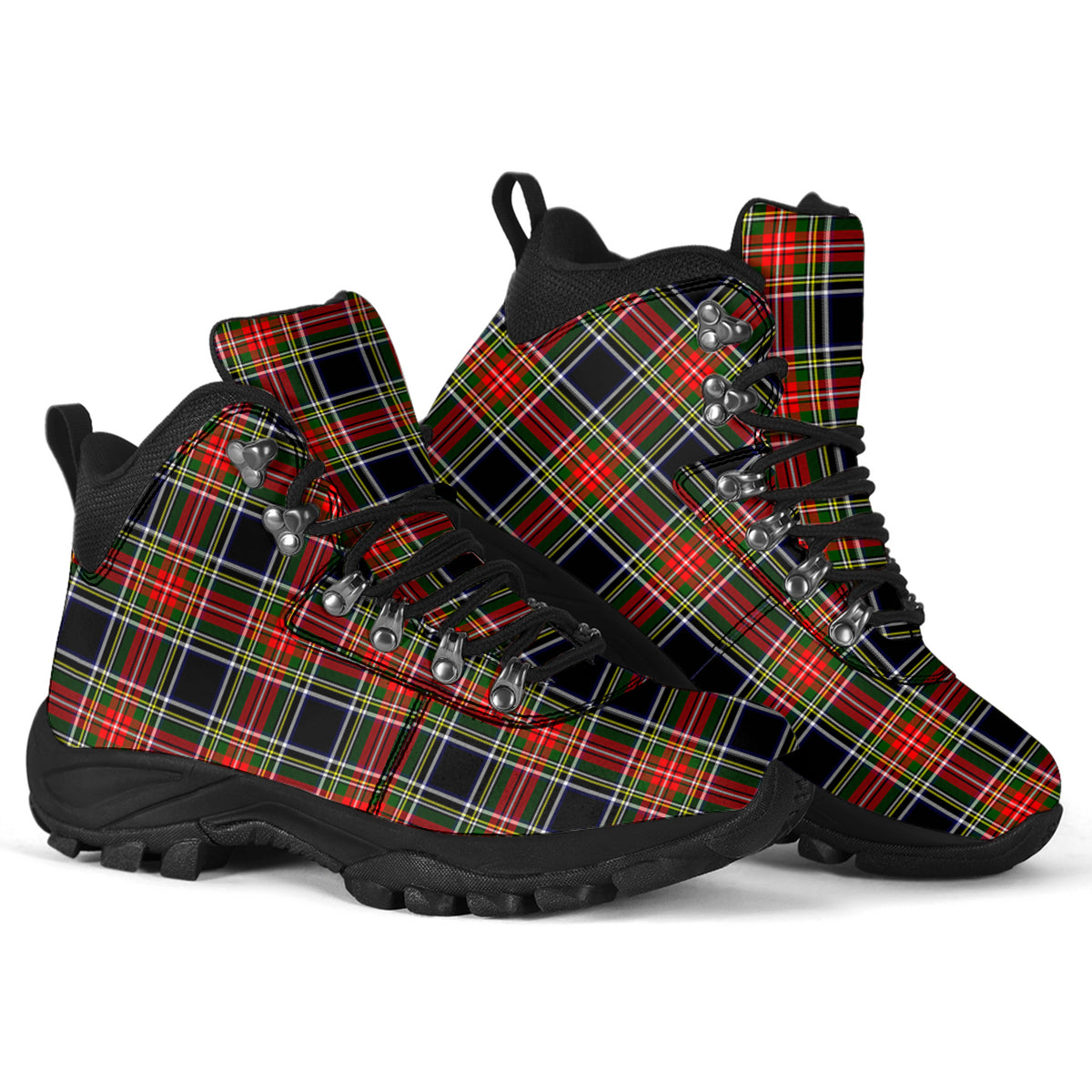Stewart Black Tartan Alpine Boots - Tartanvibesclothing