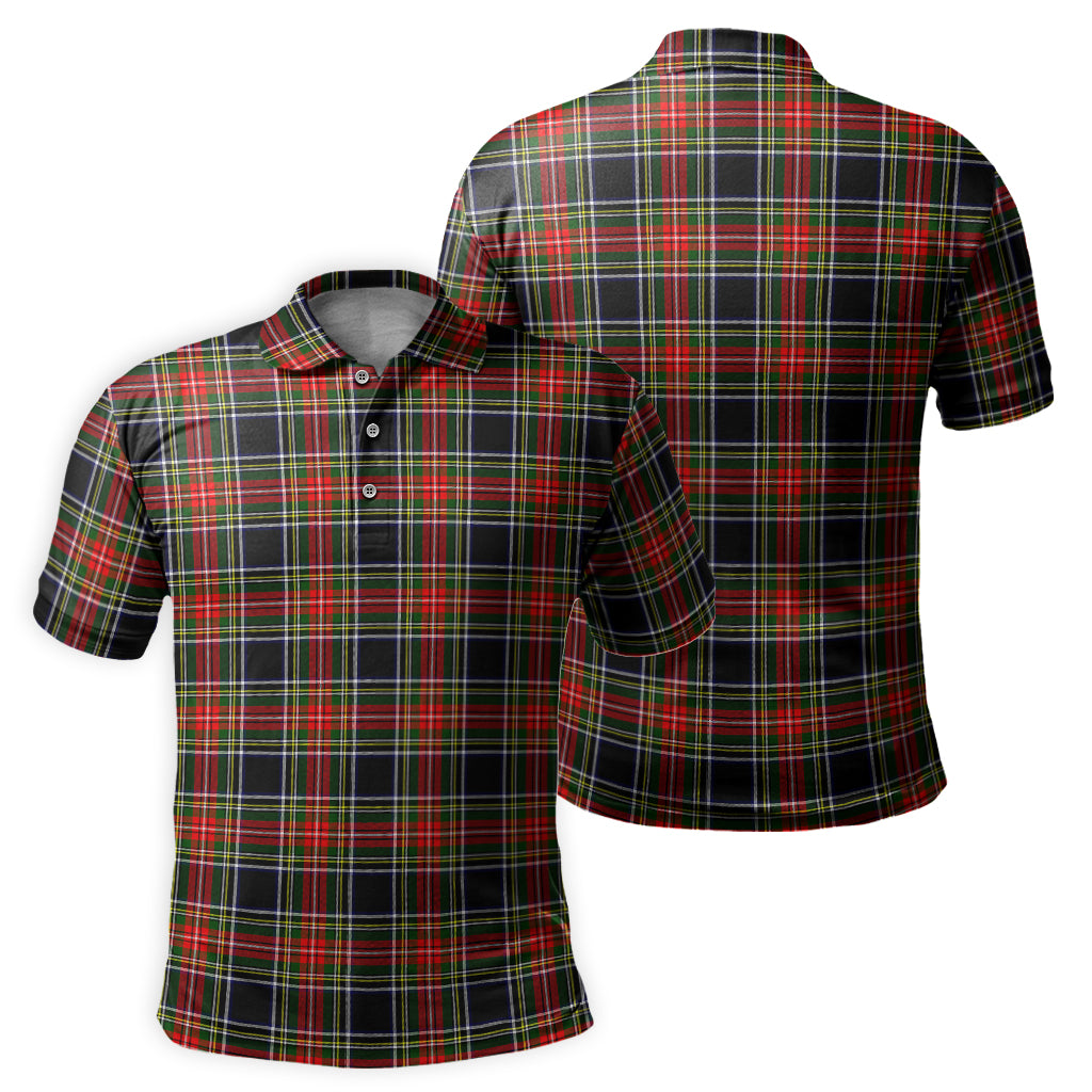 Stewart Black Tartan Mens Polo Shirt