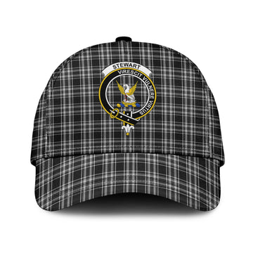 Stewart Black and White Tartan Classic Cap with Family Crest