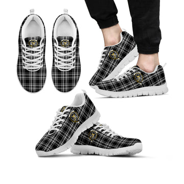 Stewart Black and White Tartan Sneakers with Family Crest