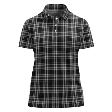 stewart-black-and-white-tartan-polo-shirt-for-women