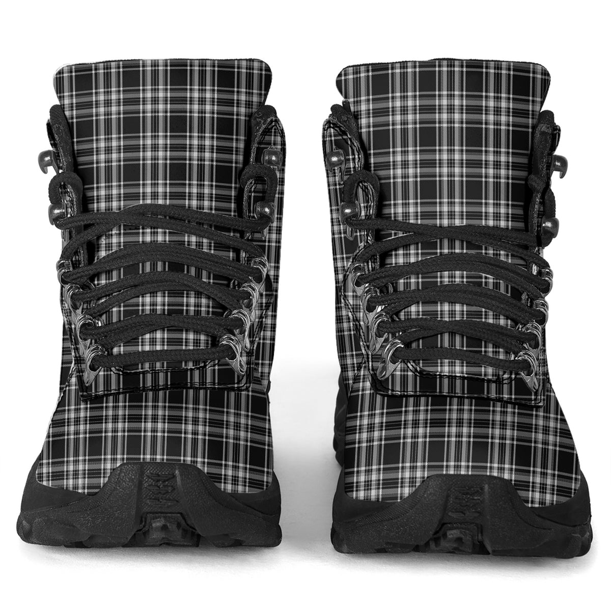 Stewart Black and White Tartan Alpine Boots - Tartanvibesclothing