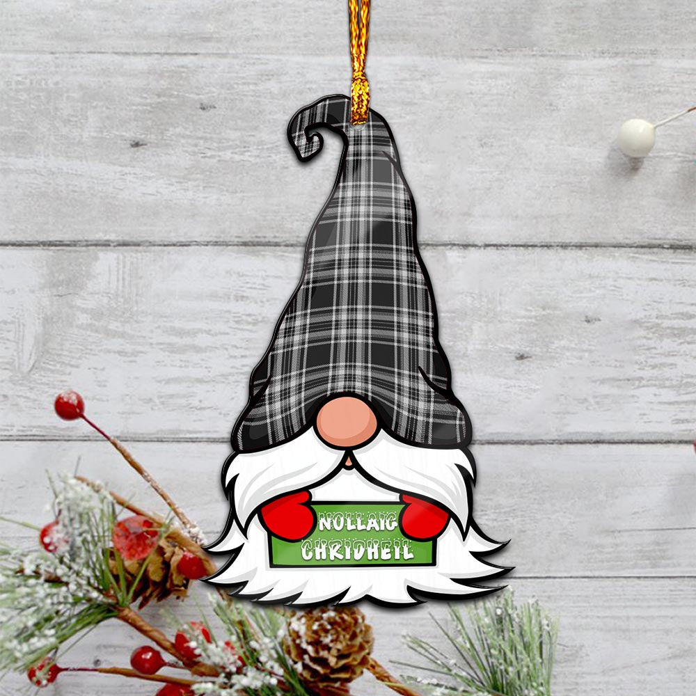 Stewart Black and White Gnome Christmas Ornament with His Tartan Christmas Hat - Tartanvibesclothing Shop