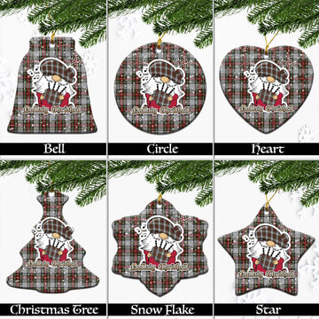 Stewart Dress Tartan Christmas Ornaments with Scottish Gnome Playing Bagpipes