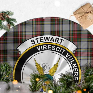 Stewart Dress Tartan Christmas Tree Skirt with Family Crest