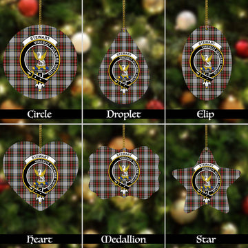 Stewart Dress Tartan Christmas Ornaments with Family Crest