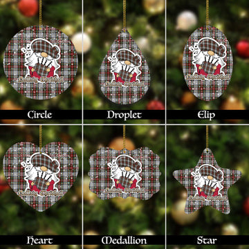 Stewart Dress Tartan Christmas Ornaments with Scottish Gnome Playing Bagpipes