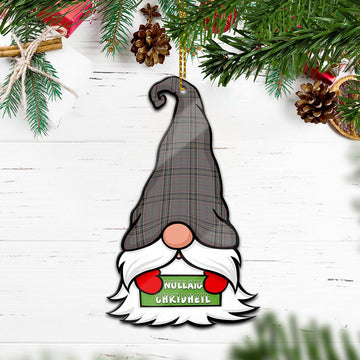 Stewart Grey Gnome Christmas Ornament with His Tartan Christmas Hat