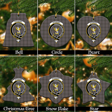 Stewart Grey Tartan Christmas Ornaments with Family Crest