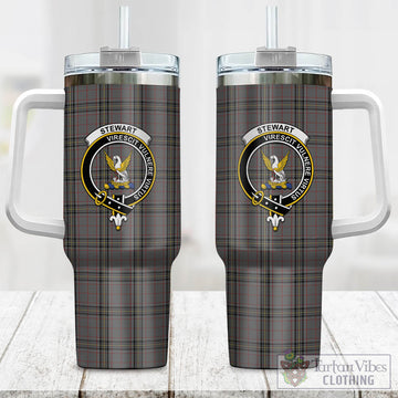 Stewart Grey Tartan and Family Crest Tumbler with Handle