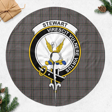 Stewart Grey Tartan Christmas Tree Skirt with Family Crest