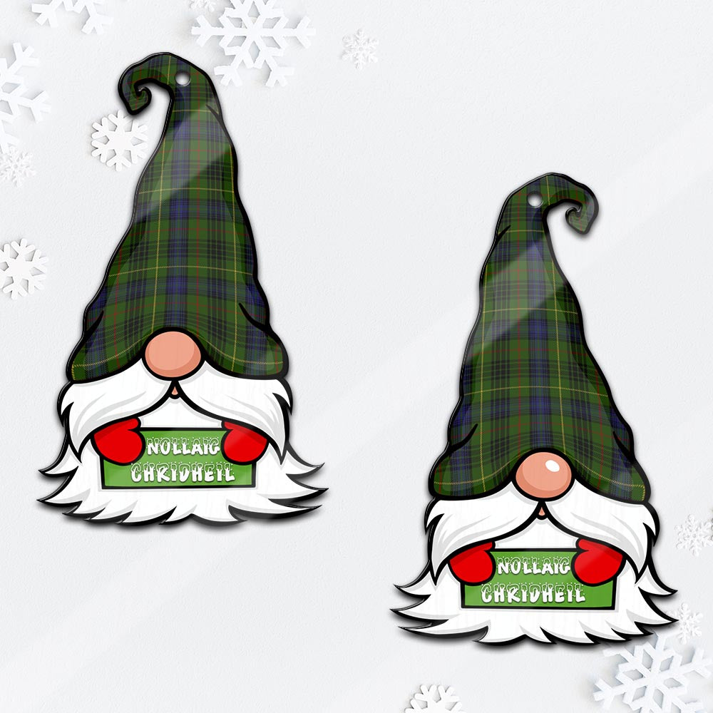 Stewart Hunting Gnome Christmas Ornament with His Tartan Christmas Hat Mica Ornament - Tartanvibesclothing Shop
