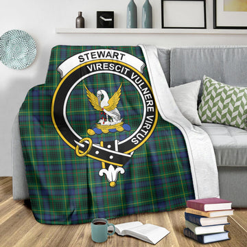 Stewart Hunting Modern Tartan Blanket with Family Crest