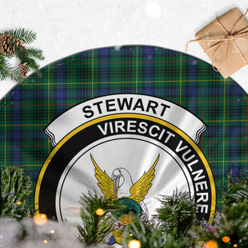 Stewart Hunting Modern Tartan Christmas Tree Skirt with Family Crest