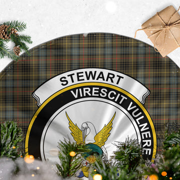 Stewart Hunting Weathered Tartan Christmas Tree Skirt with Family Crest