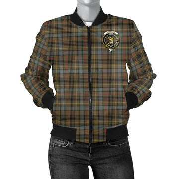 Stewart Hunting Weathered Tartan Bomber Jacket with Family Crest