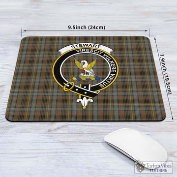 Stewart Hunting Weathered Tartan Mouse Pad with Family Crest