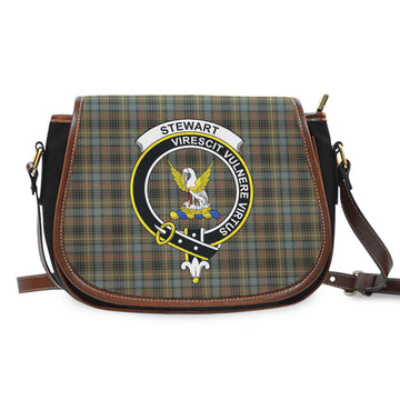Stewart Hunting Weathered Tartan Saddle Bag with Family Crest