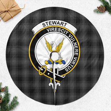 Stewart Mourning Tartan Christmas Tree Skirt with Family Crest