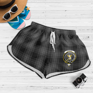 Stewart Mourning Tartan Womens Shorts with Family Crest