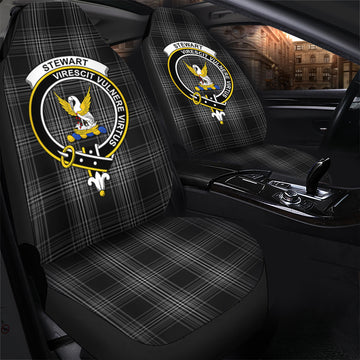 Stewart Mourning Tartan Car Seat Cover with Family Crest
