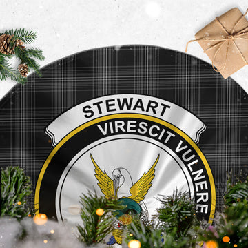 Stewart Mourning Tartan Christmas Tree Skirt with Family Crest