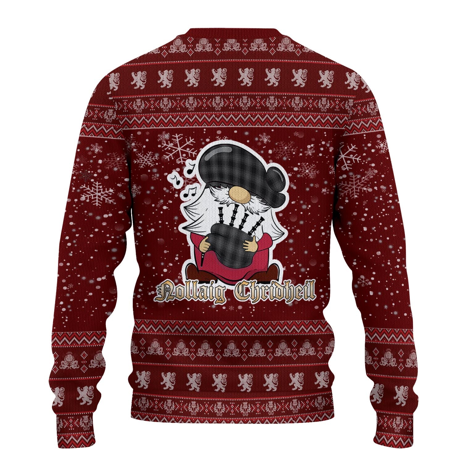 Stewart Mourning Clan Christmas Family Knitted Sweater with Funny Gnome Playing Bagpipes - Tartanvibesclothing