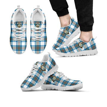 Stewart Muted Blue Tartan Sneakers with Family Crest
