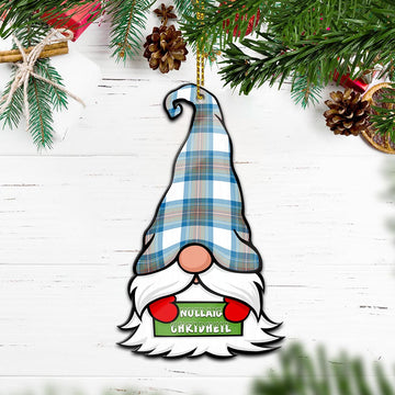 Stewart Muted Blue Gnome Christmas Ornament with His Tartan Christmas Hat