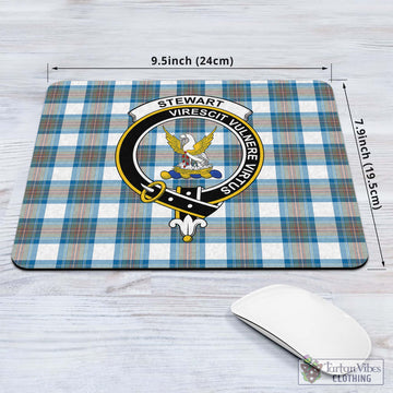 Stewart Muted Blue Tartan Mouse Pad with Family Crest