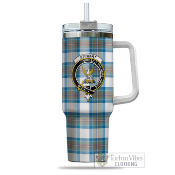 Stewart Muted Blue Tartan and Family Crest Tumbler with Handle