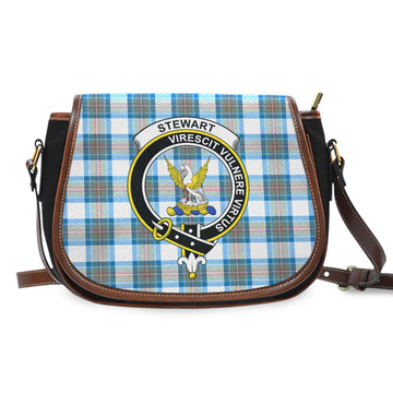 Stewart Muted Blue Tartan Saddle Bag with Family Crest