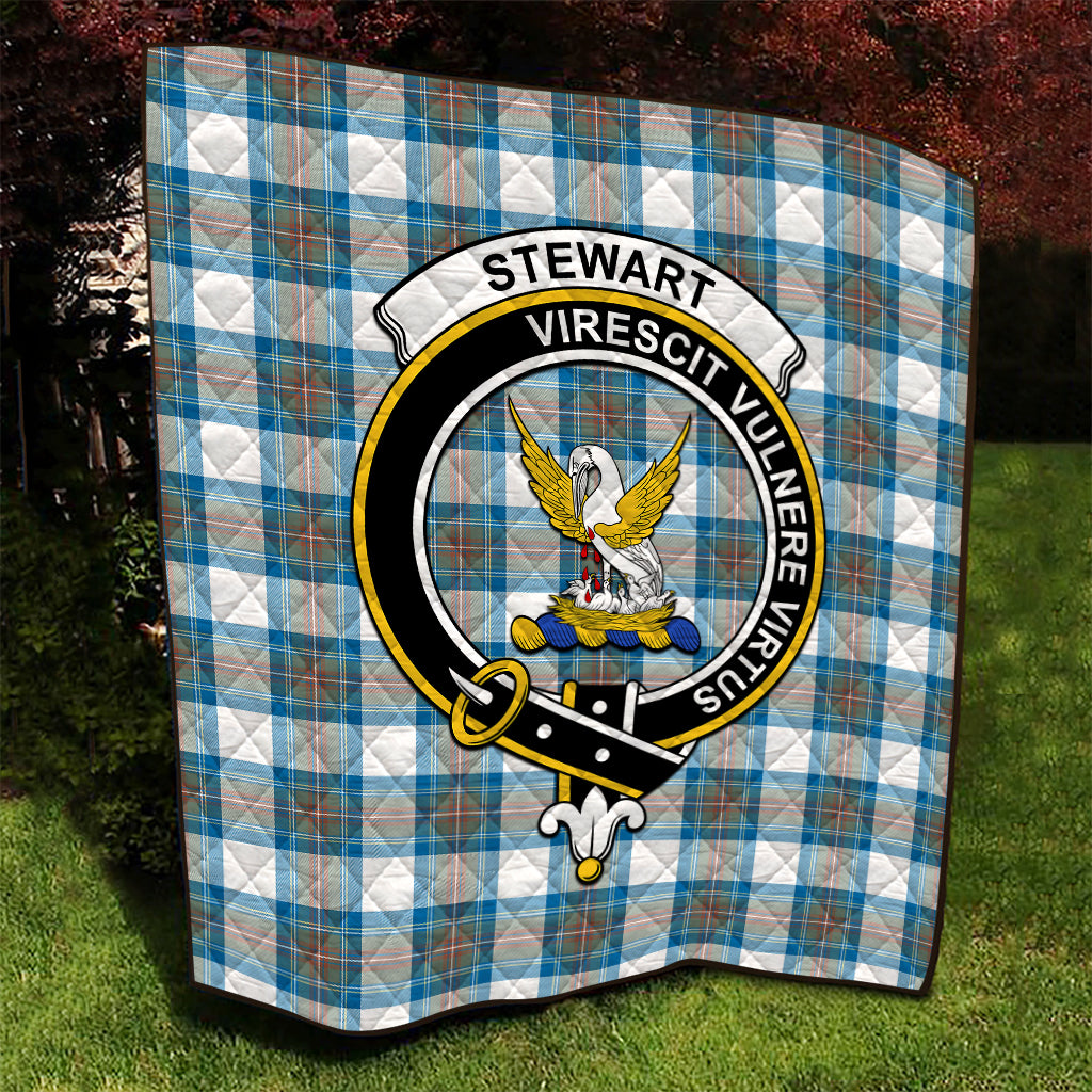 stewart-muted-blue-tartan-quilt-with-family-crest