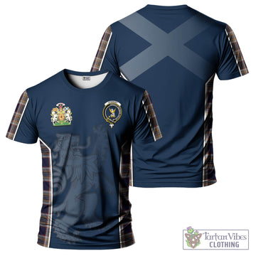 Stewart Navy Tartan T-Shirt with Family Crest and Lion Rampant Vibes Sport Style