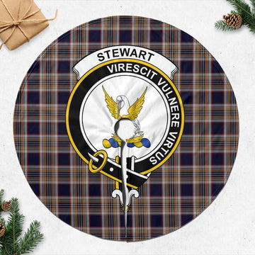 Stewart Navy Tartan Christmas Tree Skirt with Family Crest