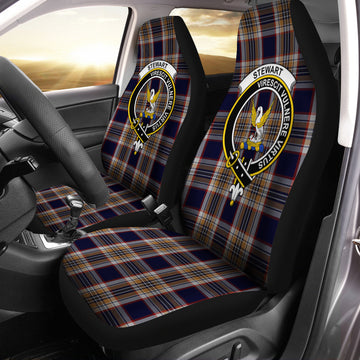 Stewart Navy Tartan Car Seat Cover with Family Crest