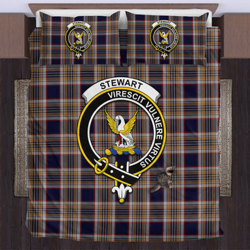 Stewart Navy Tartan Bedding Set with Family Crest