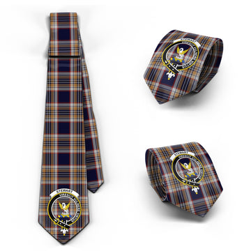 Stewart Navy Tartan Classic Necktie with Family Crest