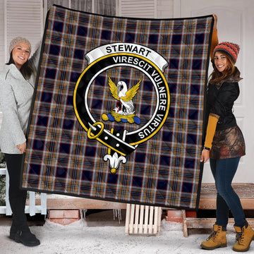 Stewart Navy Tartan Quilt with Family Crest