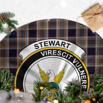 Stewart Navy Tartan Christmas Tree Skirt with Family Crest