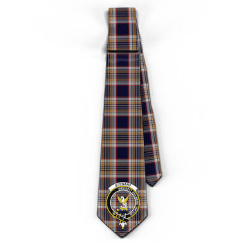Stewart Navy Tartan Classic Necktie with Family Crest
