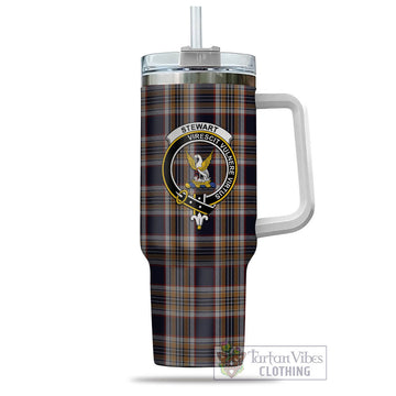 Stewart Navy Tartan and Family Crest Tumbler with Handle